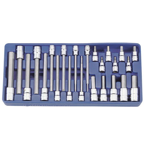 Genius Tools BS-3424H 3/8"-os és 1/2"-os imbusz rátűzőkulcs készlet, colos, 24 részes termék fő termékképe