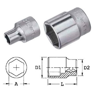 Genius Tools 323219 3/8"-os 6 lapú dugókulcs fej, 19 mm termék fő termékképe