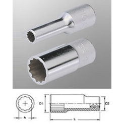 Genius Tools 437822 1/2"-os 12 lapú dugókulcs fej, hosszított kivitel, 22 mm termék fő termékképe