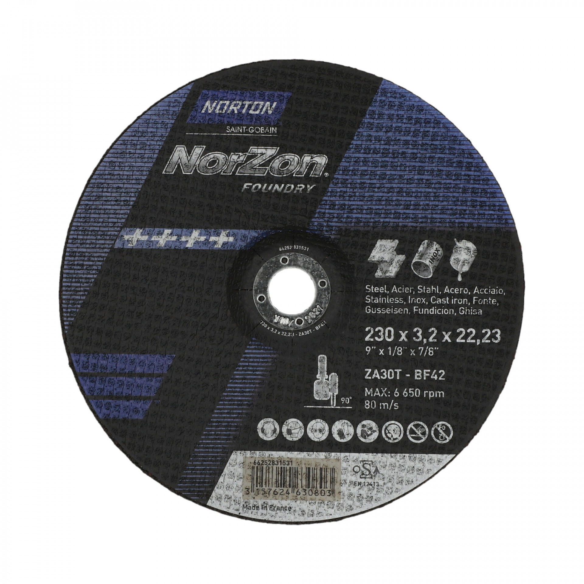 Norton Norzon III Foundry vágókorong 230x3,2x22,23mm ZA30T, 25 db/csomag termék fő termékképe