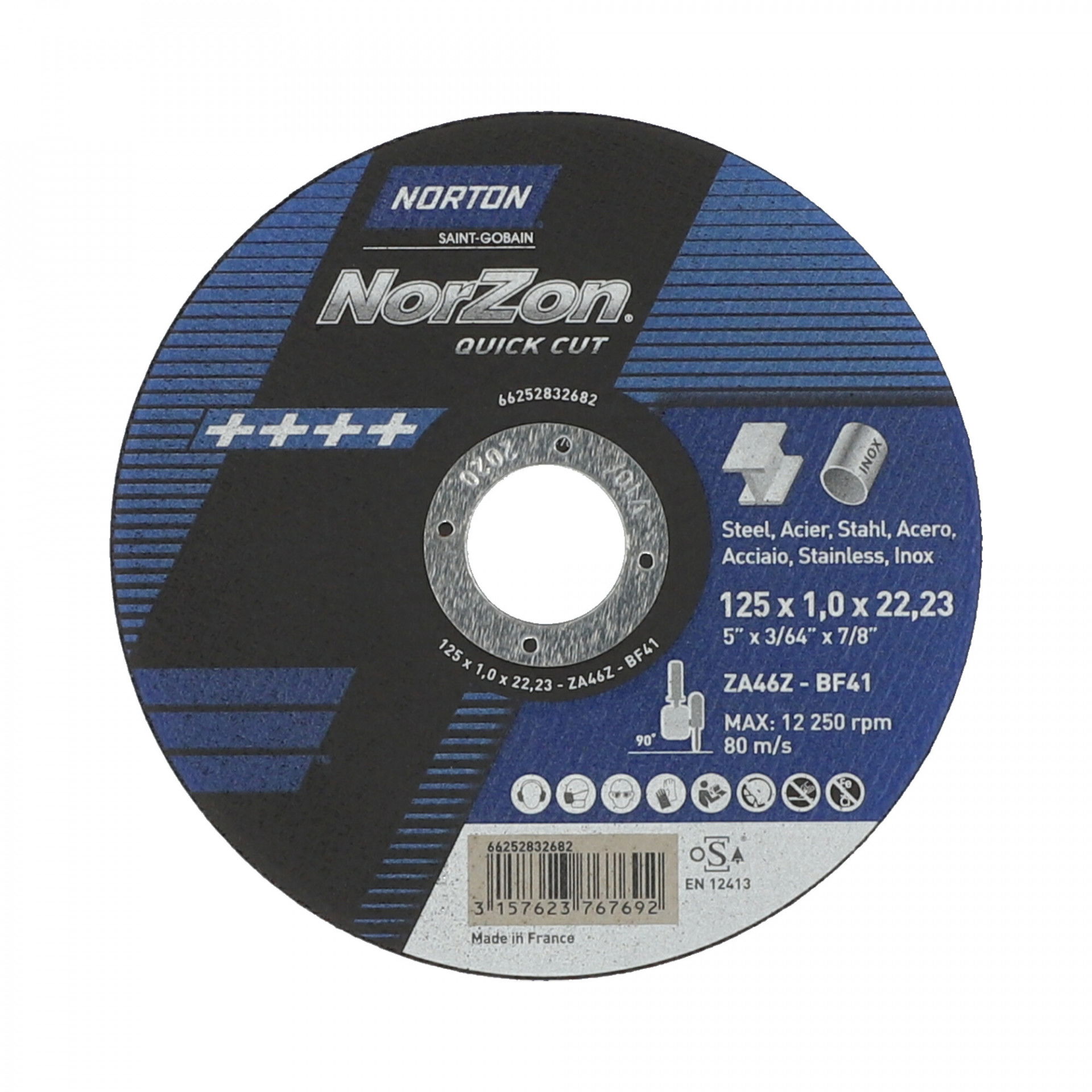 Norton Norzon Quick Cut vágókorong 125x1,0x22,23 mm ZA46Z, 25 db/csomag termék fő termékképe