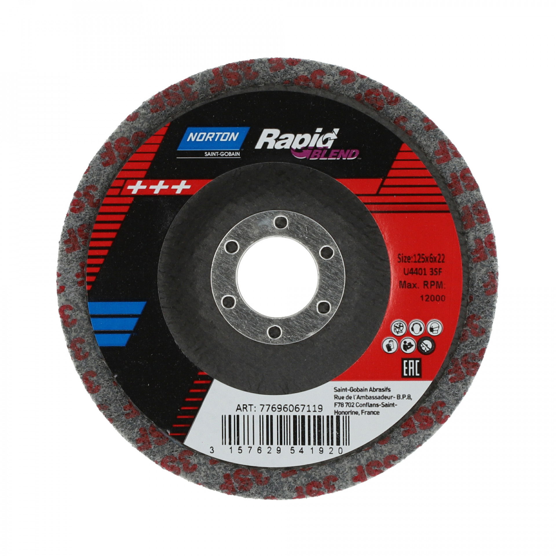 Norton Rapid Blend NEX DPC tisztítókorong Ø115x6x22 mm NEX3SF, 10 db/csomag termék fő termékképe