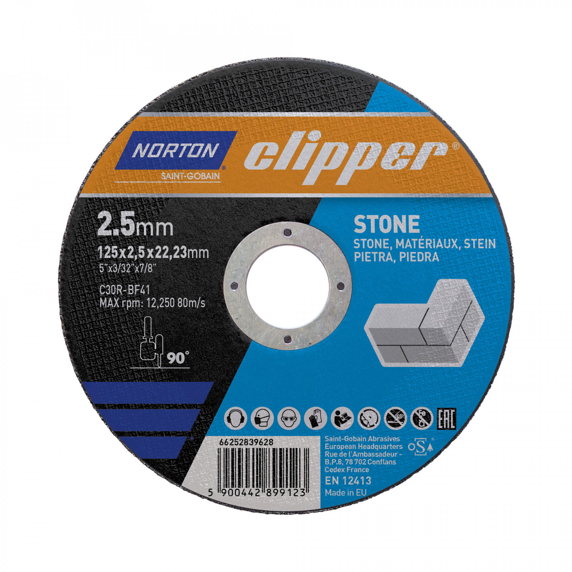 Norton Clipper kő vágókorong 125x2,5x22,23mm C30R, 25 db/csomag termék fő termékképe