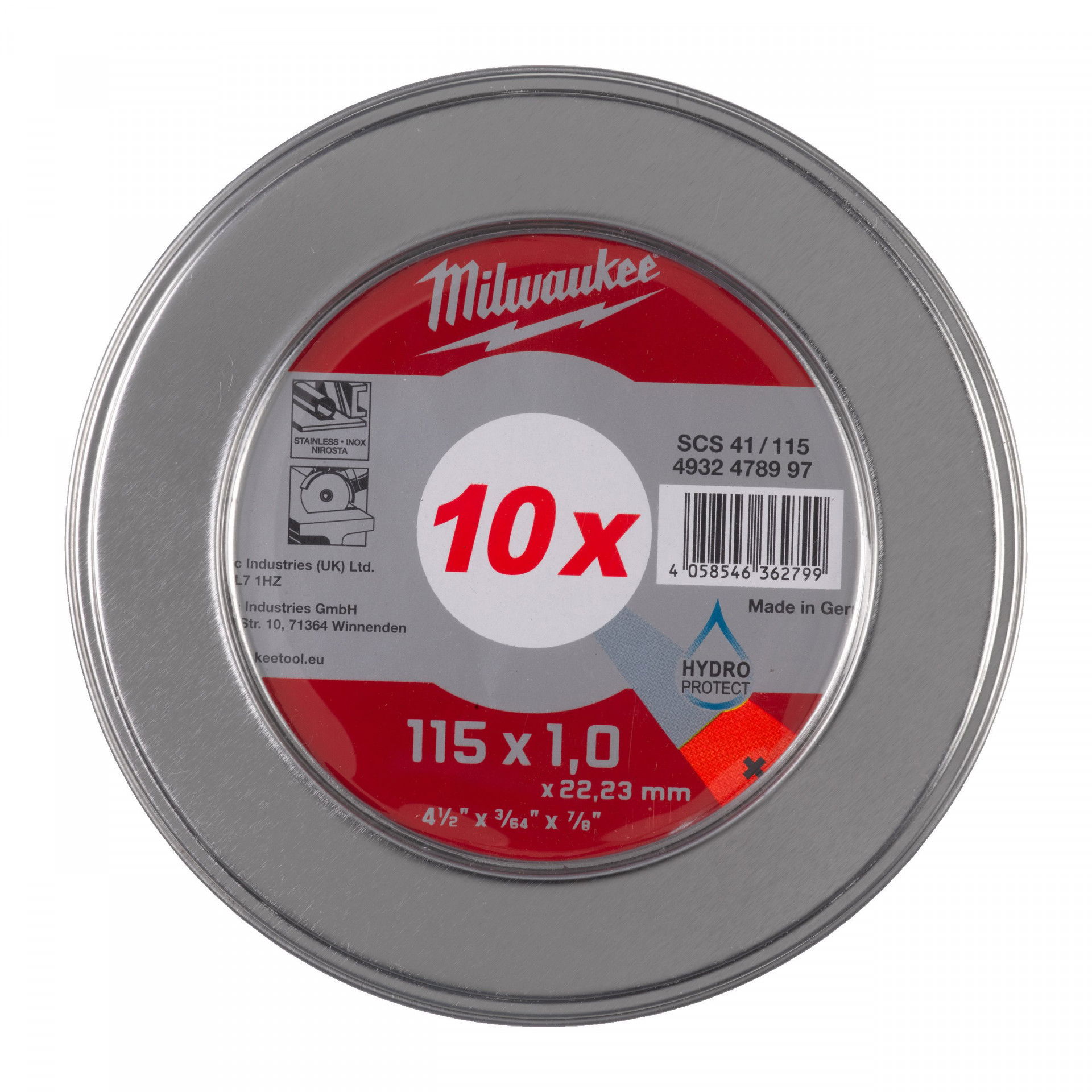 Milwaukee SCS 41/115 PRO+ vékony fémvágó tárcsa, egyenes, 115x1.0 mm, 10 db/csomag termék fő termékképe