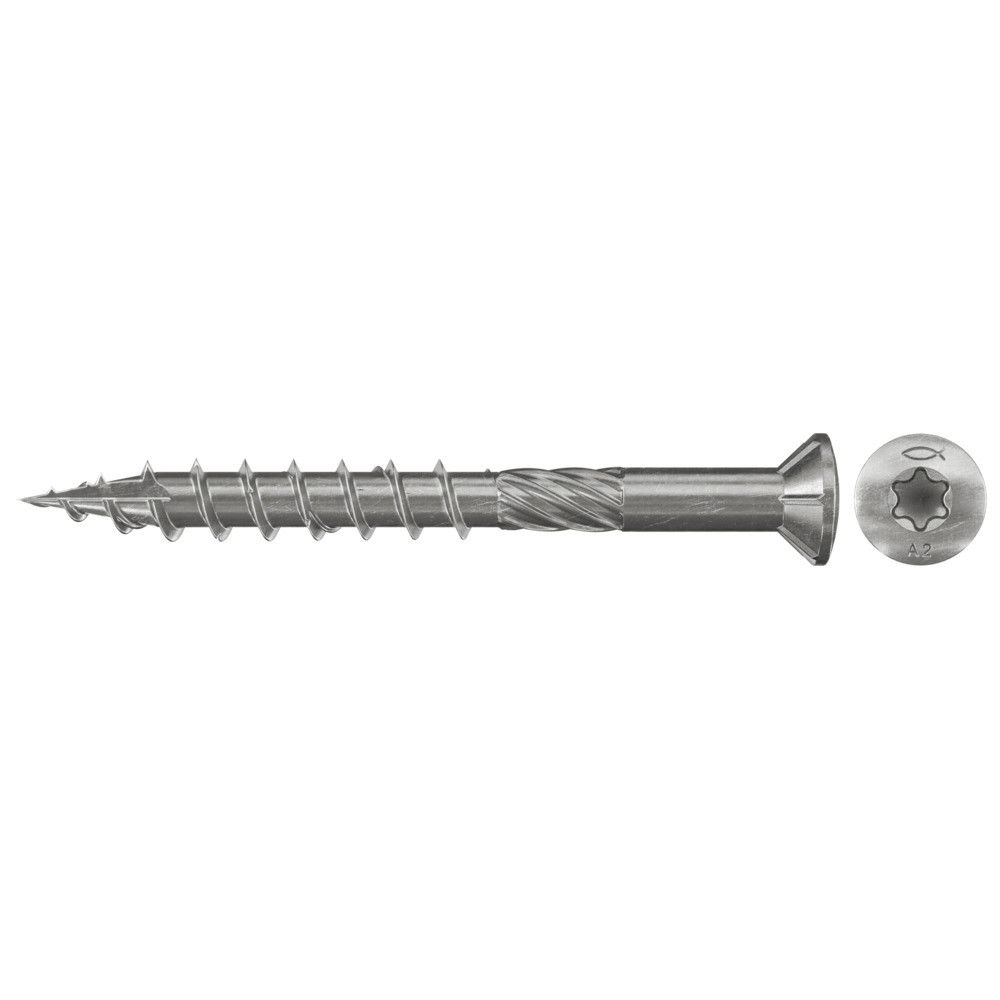 Fischer FTS-ST 5,0 x 50 A2P 200 lapos süllyesztett fejű Ø 8.2 mm (90°), A2 korrózióálló acél részmenetes terasz csavar, TX behajtással, 200 db/csomag termék fő termékképe