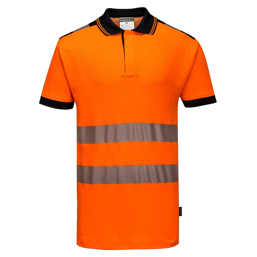 Portwest T180 - PW3 Hi-Vis jól láthatósági pólóing S/S, narancs/fekete termék fő termékképe