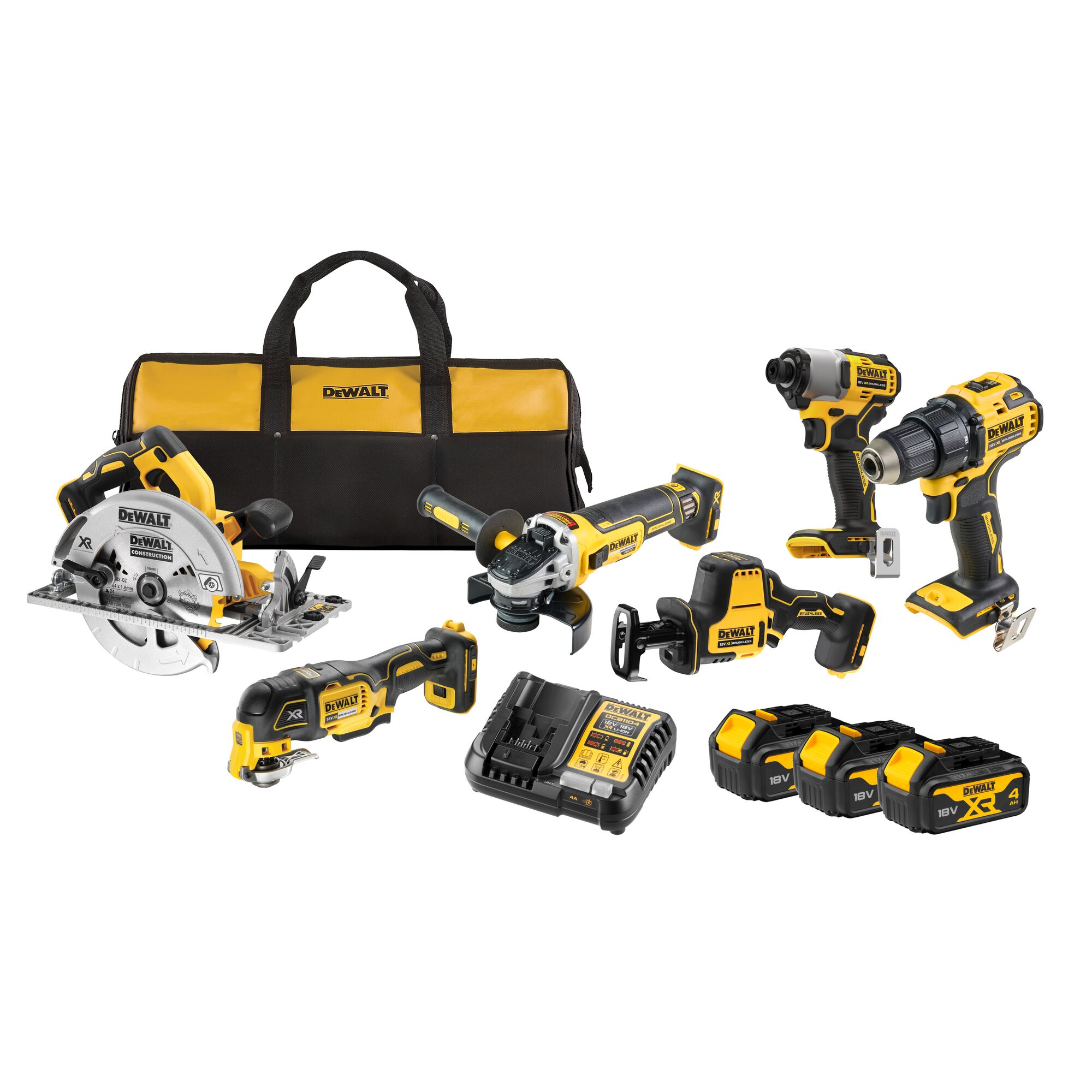 Dewalt DCK608M3 akkus gépcsomag, 6 gépes (3 x 4.0 Ah Li-ion akkuval, szerszámtáskában) termék fő termékképe